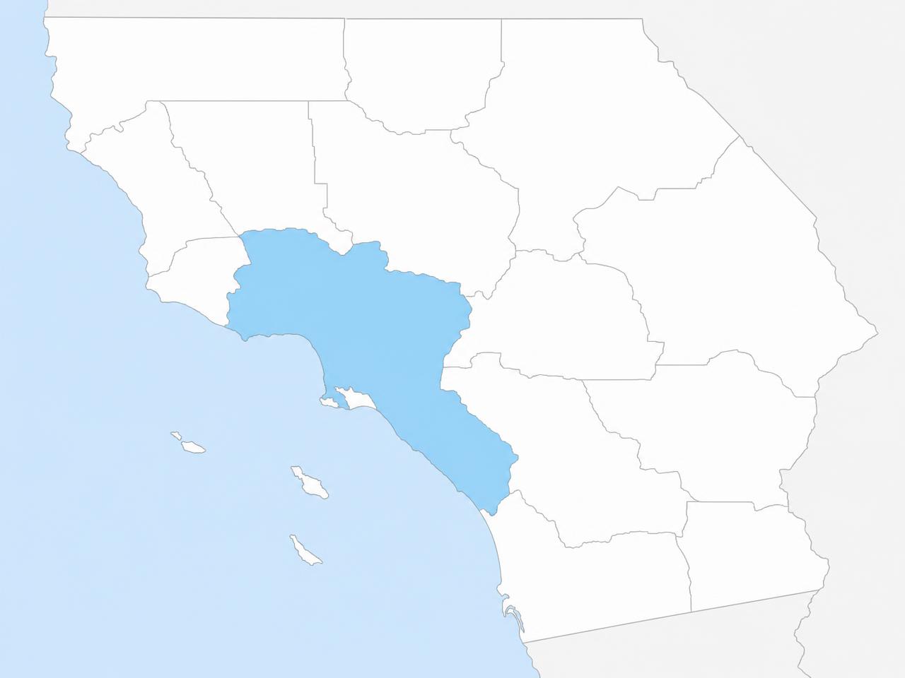 Map of Southern California highlighted in light blue showing LA Air Care's service area